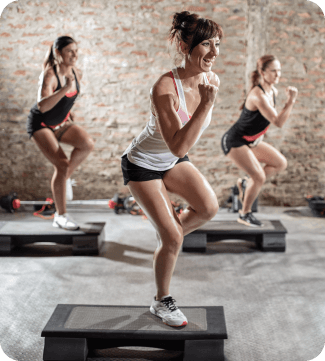 Three persons working out